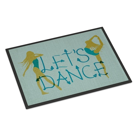 Carolines Treasures 18 x 27 in. Lets Dance Linen Teal Indoor or Outdoor Mat BB5374MAT